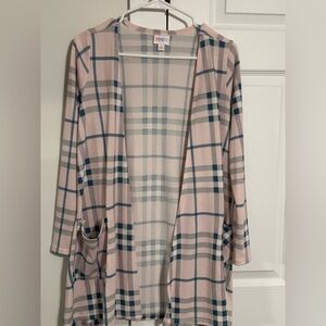 Lularoe caroline cardigan. Pink plaid! Nwot